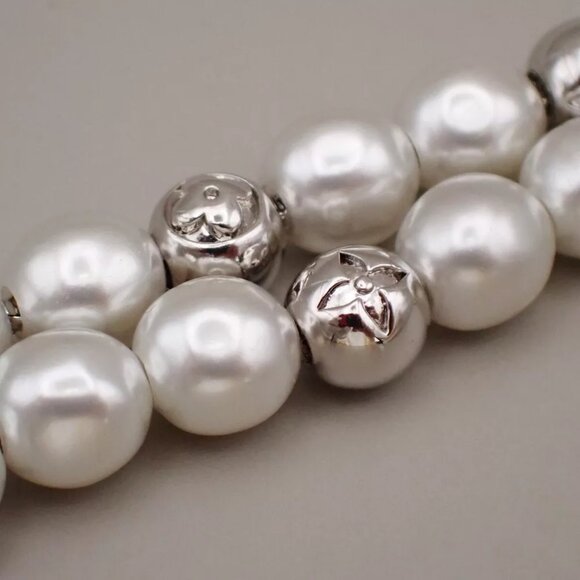 LOUIS VUITTON Chain Bracelet Imitation Pearl Silver Accessory M0996A 75RK008 - Picture 4 of 7